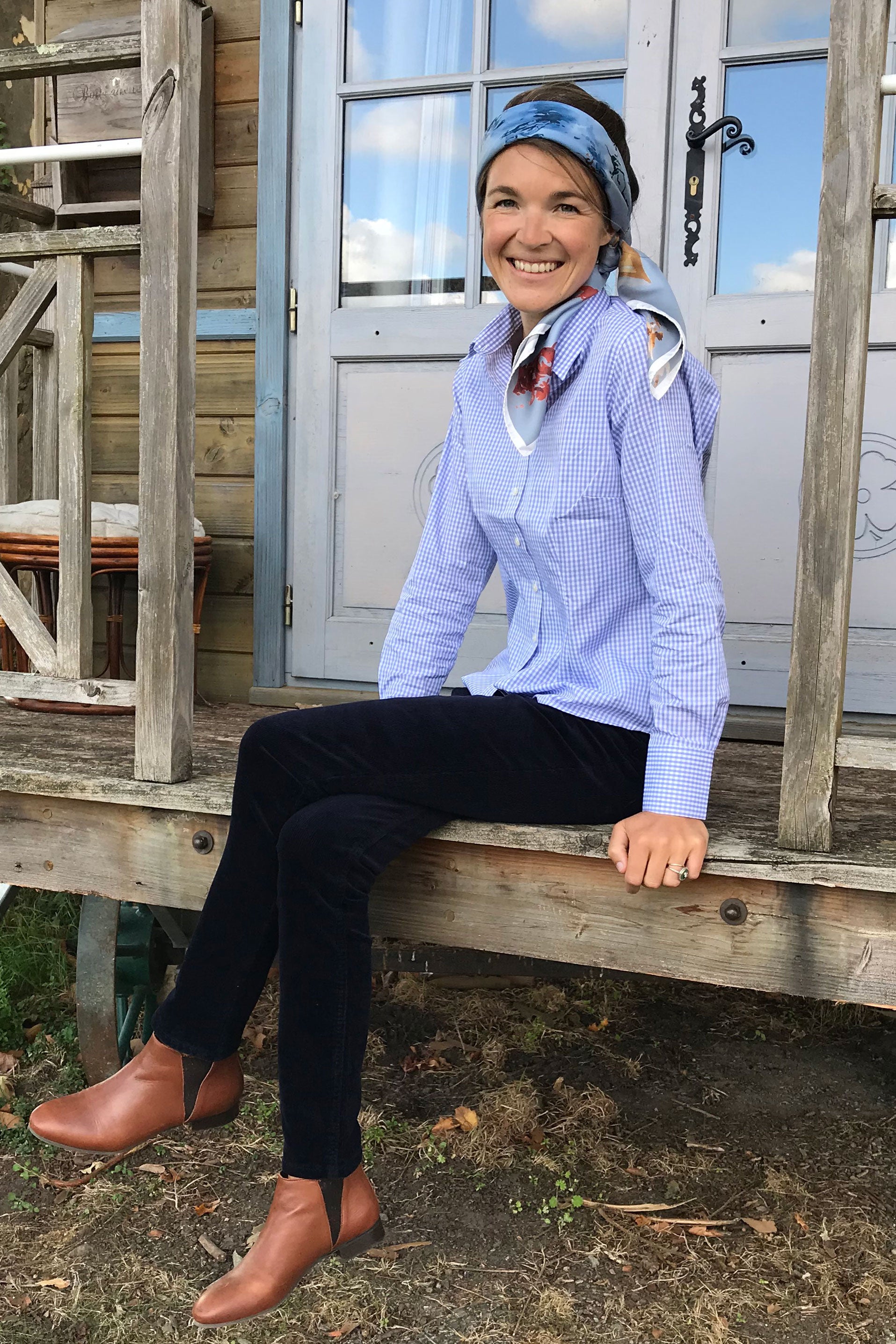 Chemise vichy bleu femme hotsell