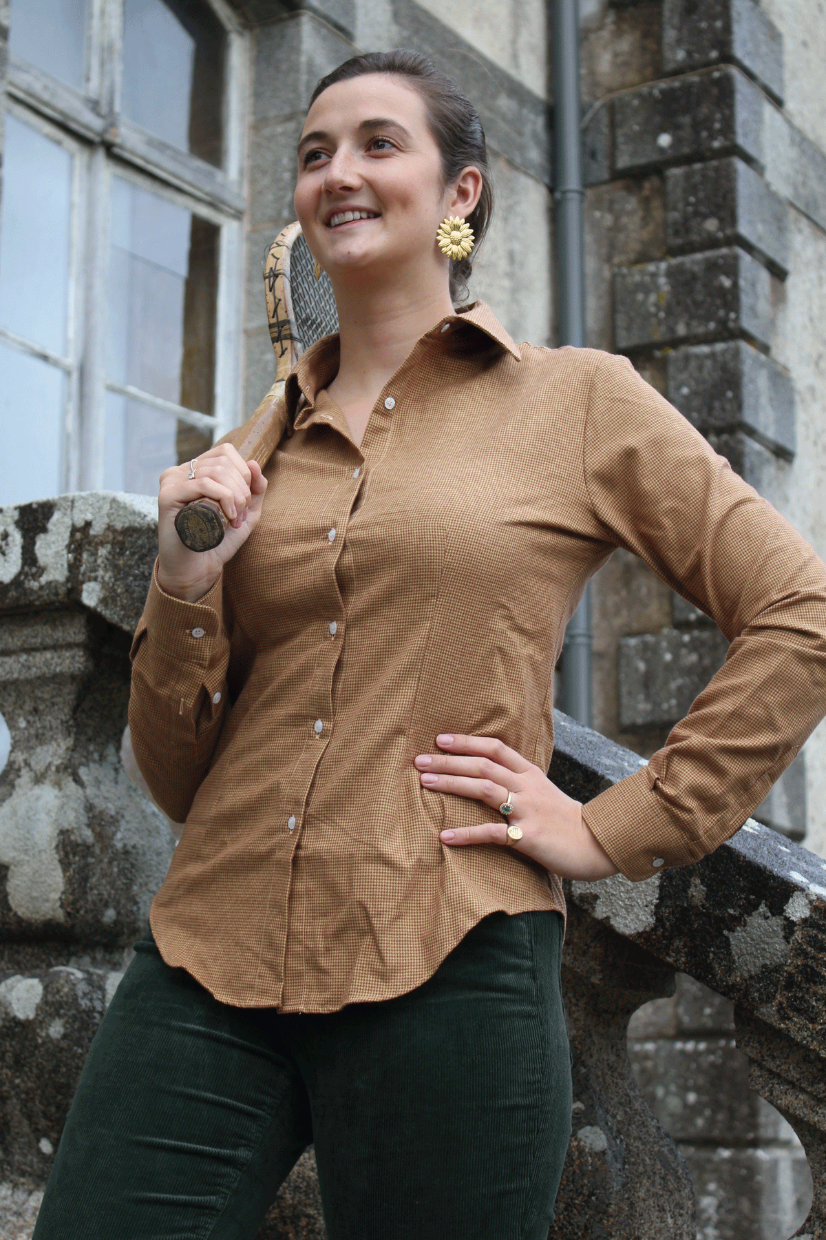 Chemisier femme marron clair sale