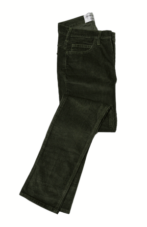 Photo studio pantalon en velour côtelé vert olive foncée