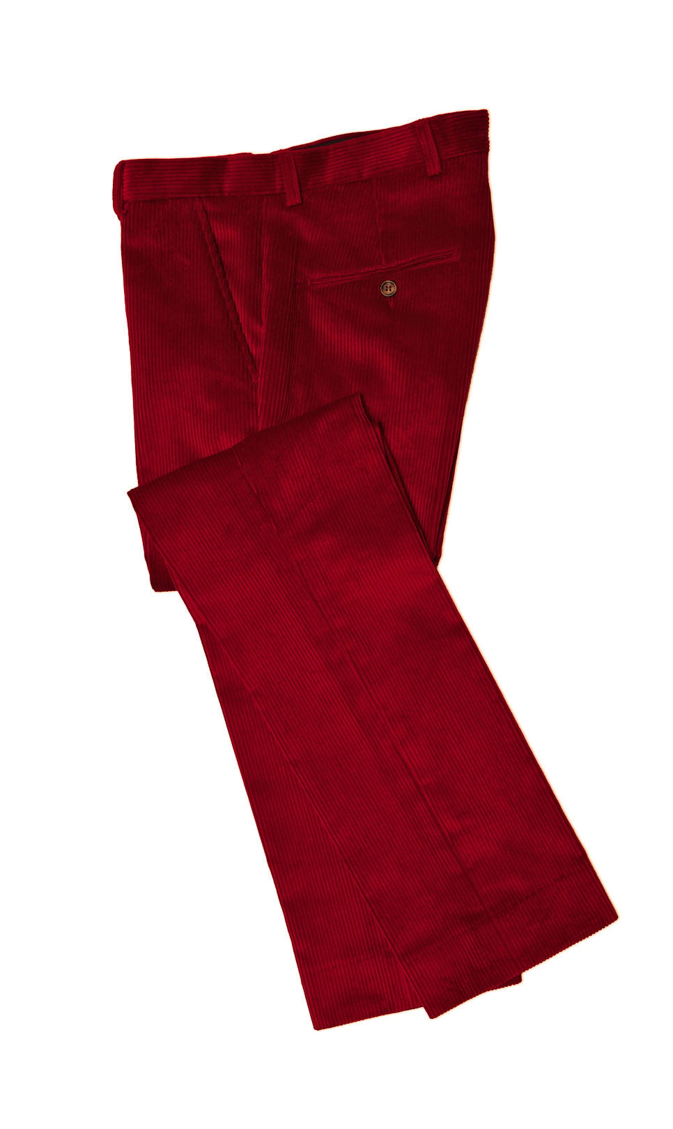 Photo studio pantalon velours côtelé rouge framboise