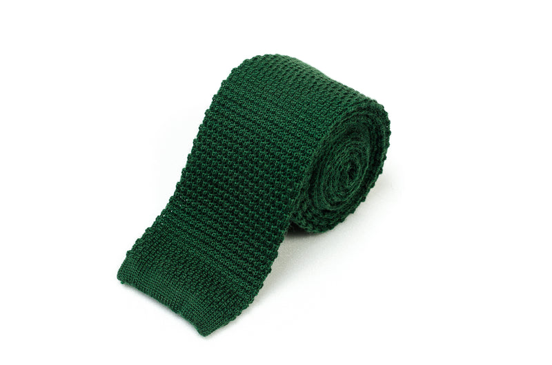 Cravate en laine tricotée vert bouteille