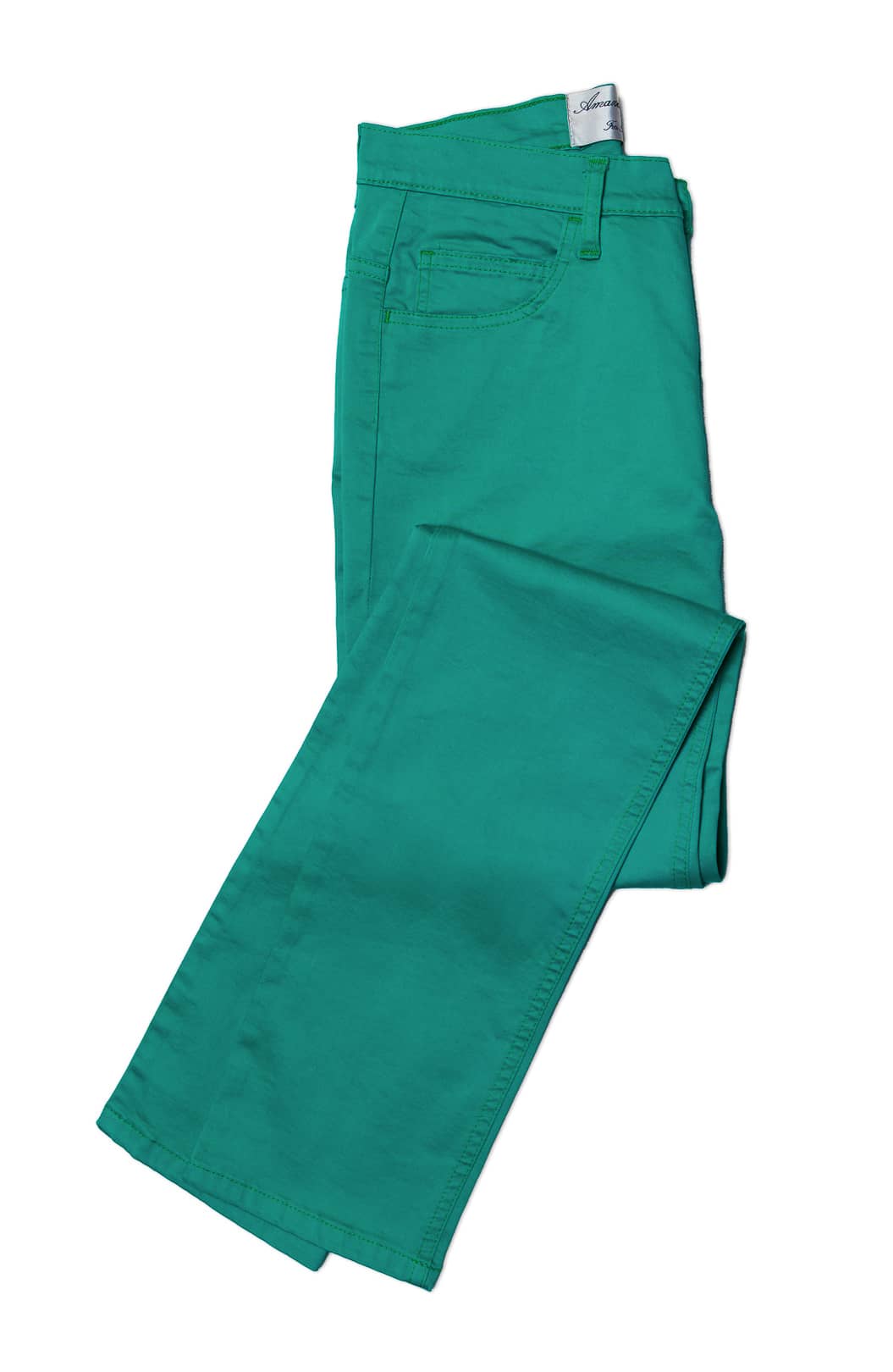 Photo studio pantalon en toile vert émeraude femme