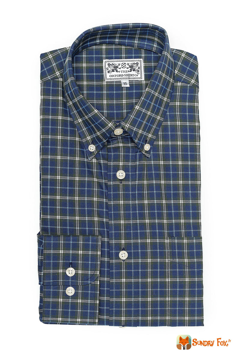 Chemise à carreaux écossais bleue