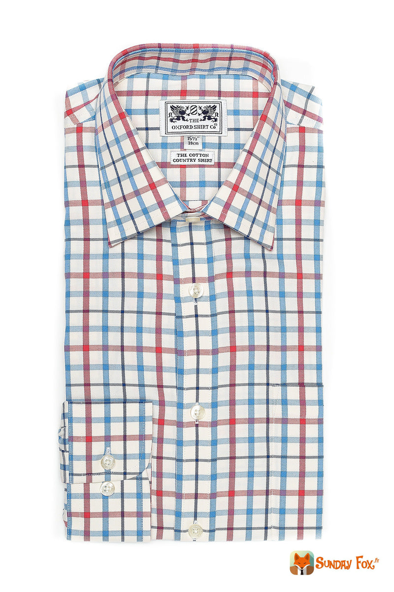 chemise grand carreaux bleu rouge