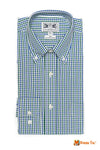 Chemise à carreaux Homme Col Boutonné Vichy Bleu Vert Chemise 