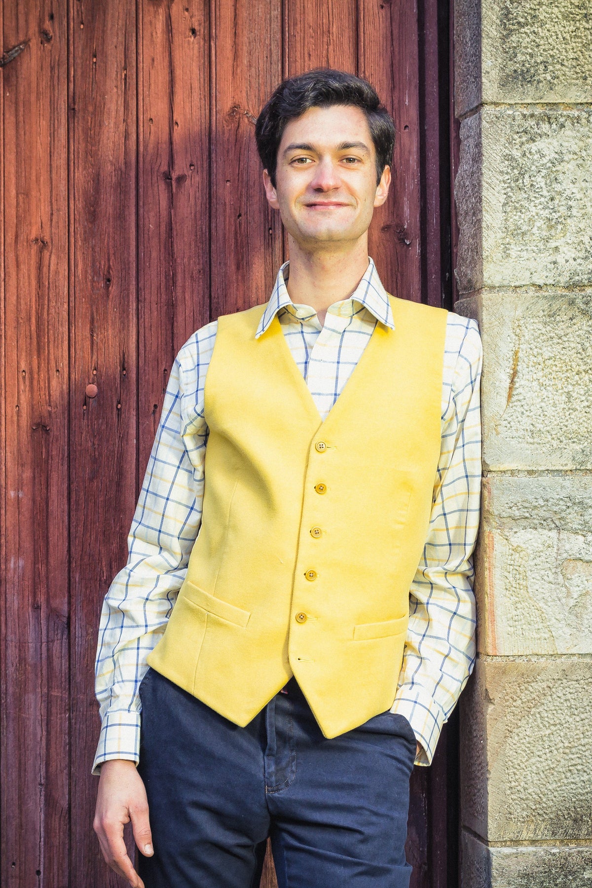 Gilet Costume Homme en Moleskin Jaune Gilet 