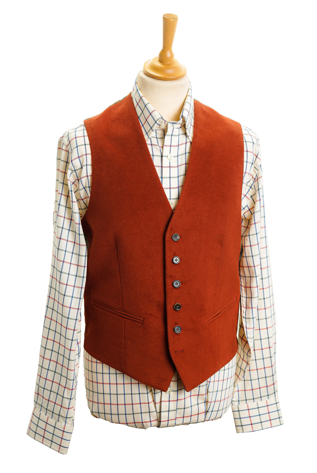Gilet tailleur homme en Moleskin brique