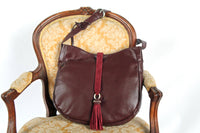 Grand sac bandoulière en cuir bordeaux