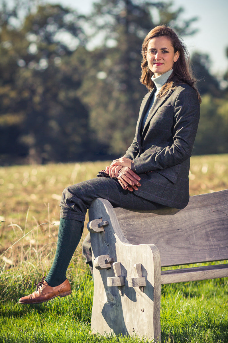 Knickers femme après-chasse en tweed vert bruyère