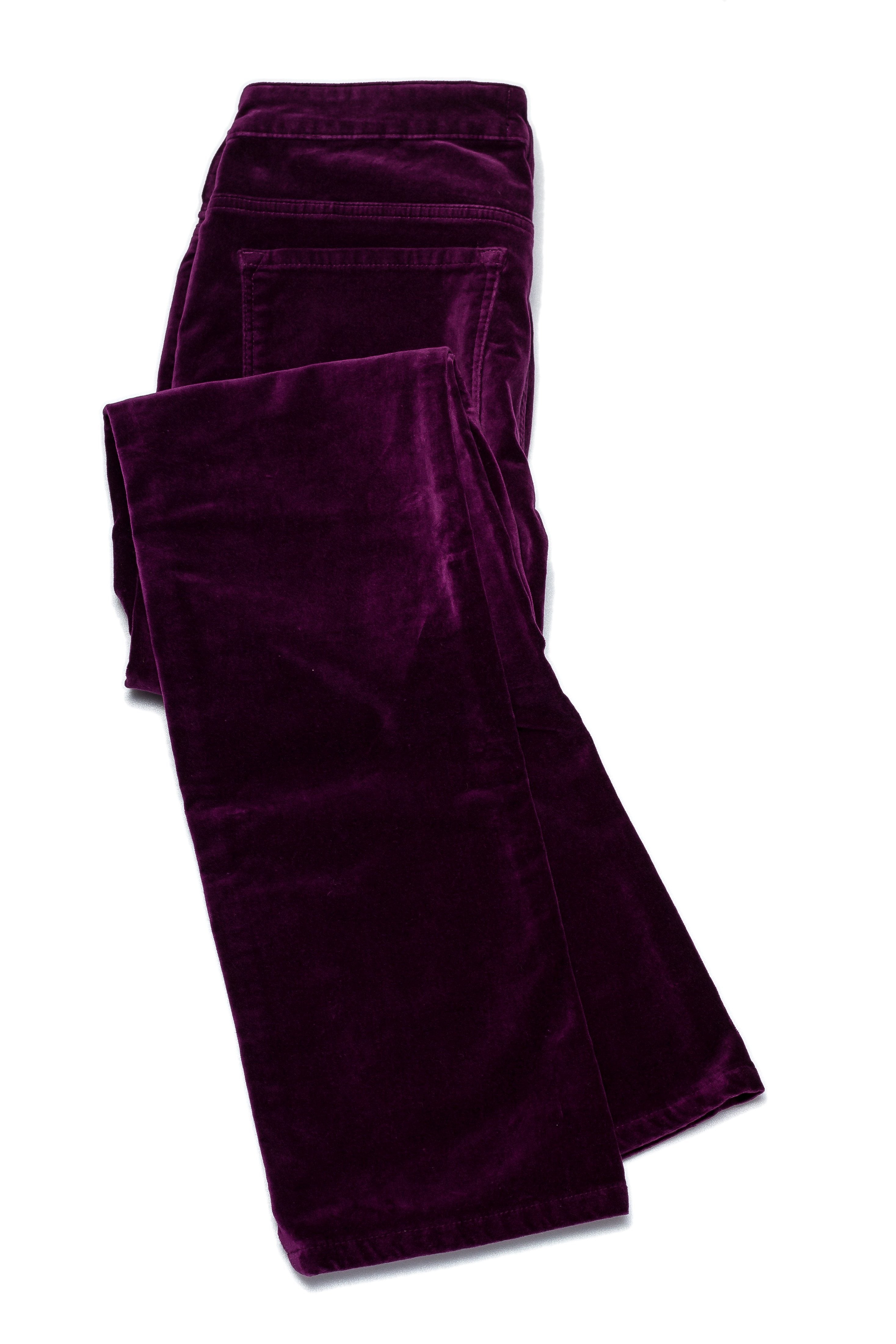 Pantalon en Velours Femme Prune