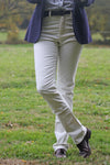 Pantalon femme velours cotelé blanc cassé