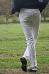 Pantalon femme velours cotelé blanc cassé