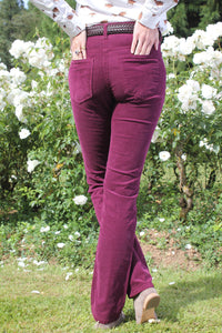 Pantalon en velours bordeaux femme