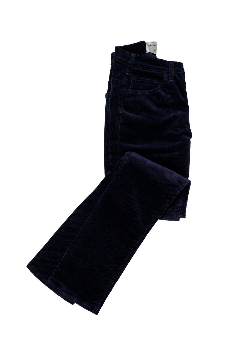 Pantalon velours cotelé bleu marine femme