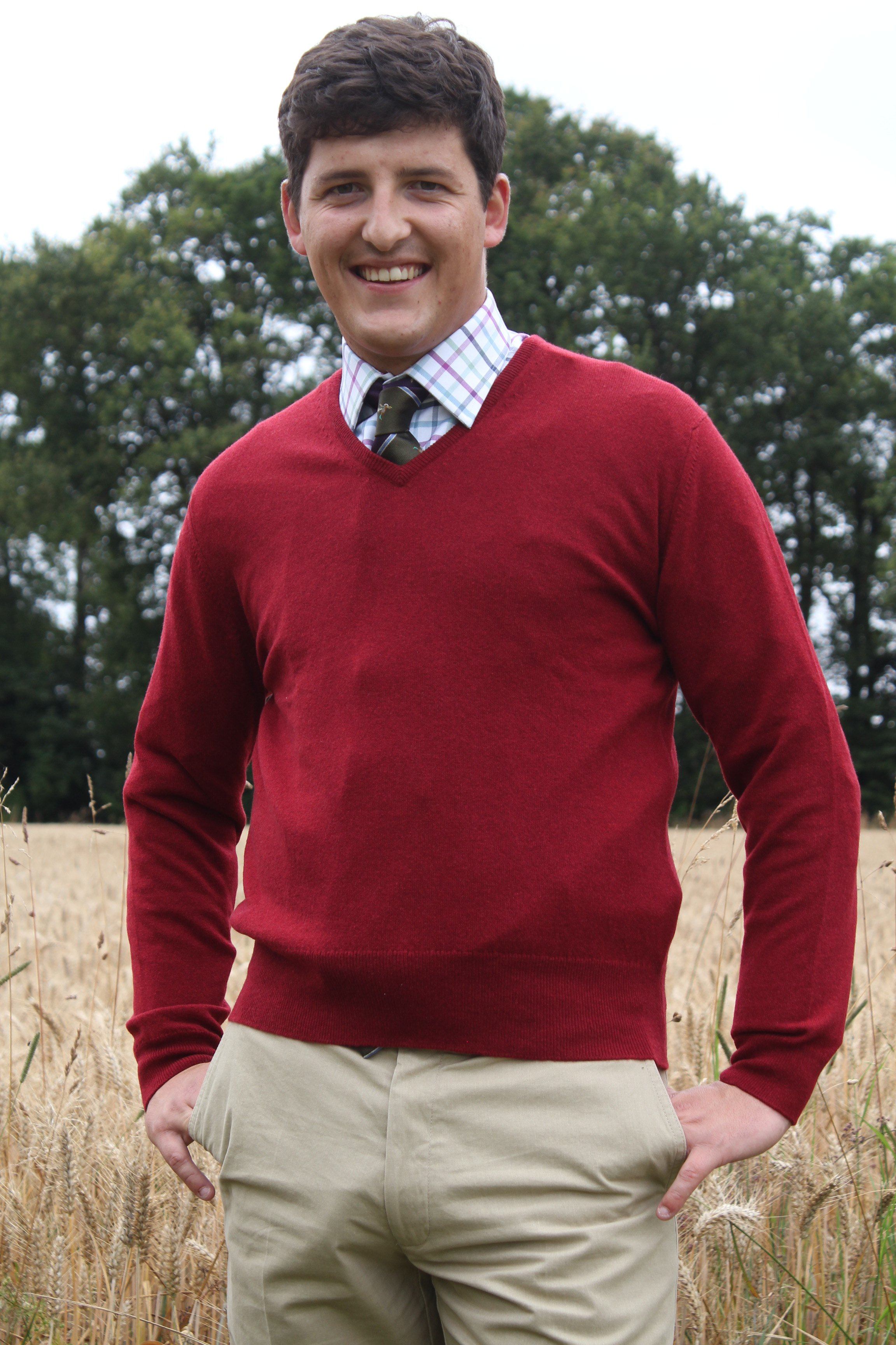 Cachemire Pull En Francais Pull Col Rond En Cachemire Rouge Homme