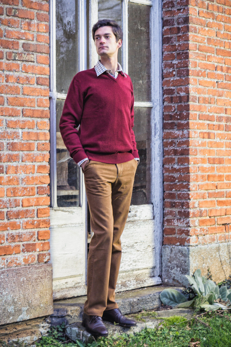 Pull en laine pure homme rouge