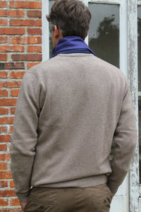 Pull Homme Col en V en Laine Sépia Pull 